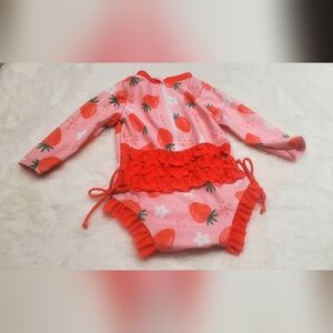 Cute Pink Strawberry Baby Swimwear Size 6-12m